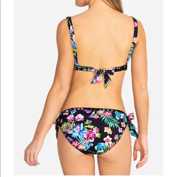 Johnny Was Caribbean Bikini Set Black Floral Embroidered Size Small - Picture 4 of 14
